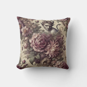 Wicked Plum Petals – Gothic Floral Design Cushion