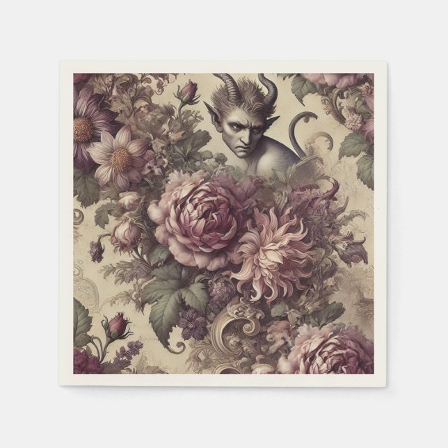 Wicked Plum Petals – Gothic Floral Design Napkin (Front)