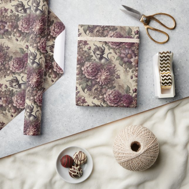 Wicked Plum Petals – Gothic Floral Design Wrapping Paper (Crafts)