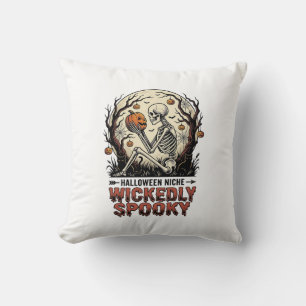 Wicked Skeleton Halloween Vintage Engraving Design Cushion