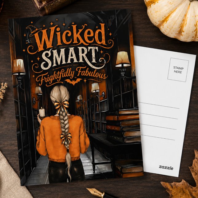 Wicked Smart Frightfully Fabulous Happy Halloween Postcard (Creator Uploaded)