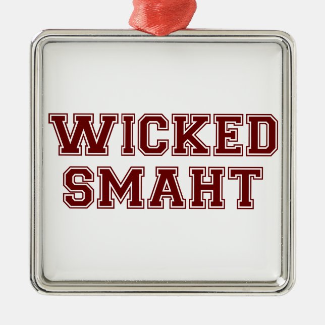 Wicked Smart (Smaht) College Boston Metal Tree Decoration (Front)