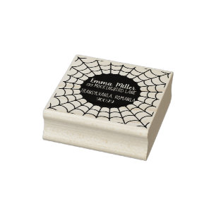 Wicked Spider Web Wood Print Return Address Rubber Stamp