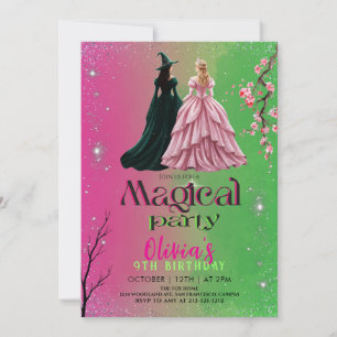 Wicked themed Elphaba & Glinda Birthday Invitation