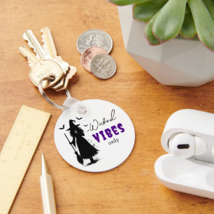 "Wicked Vibes Only" - Halloween Black Witch – Key Ring