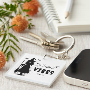 "Wicked Vibes Only" - Halloween Black Witch – Key Ring