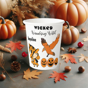 Wicked Wandering Witch Pumpkins Halloween Birthday Paper Cups