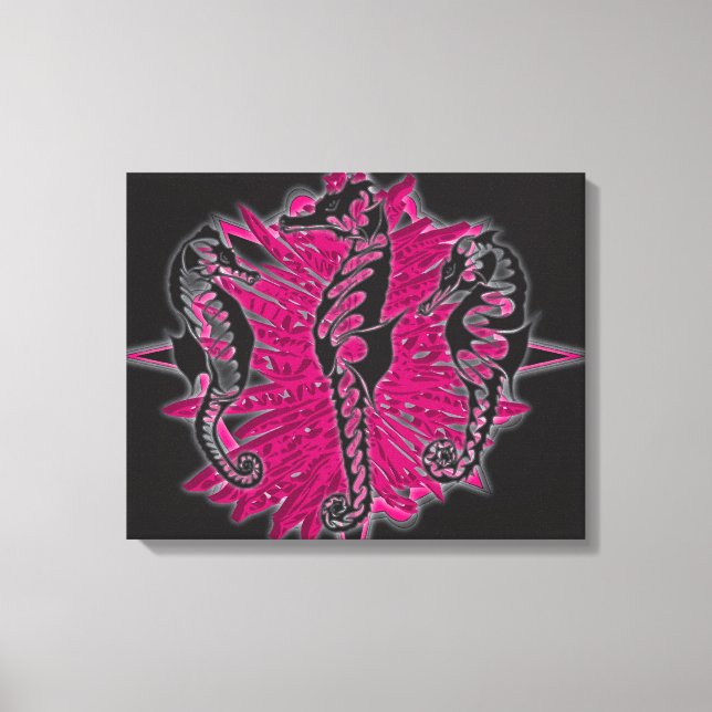 Wicked Waters Seahorses on Pink Seaweed Canvas Print (Front)