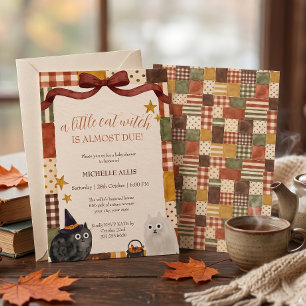 Wicked Whimsy Cats & Red Bow Baby Shower Invitation