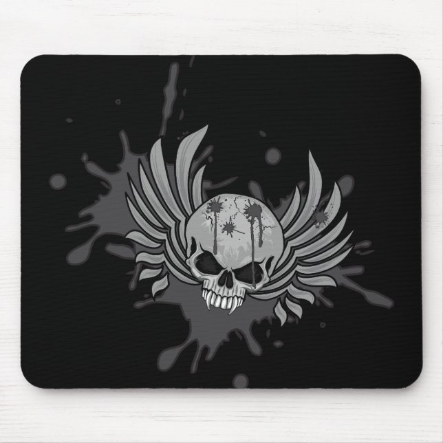Wicked Winged Skull Mouse Pad (Front)