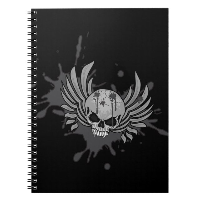 Wicked Winged Skull Spiral Notebook (Front)