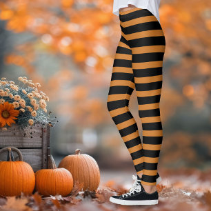 Wicked Witch Black and Orange Striped Leggings