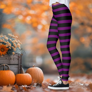Wicked Witch Black and Purple Striped Leggings