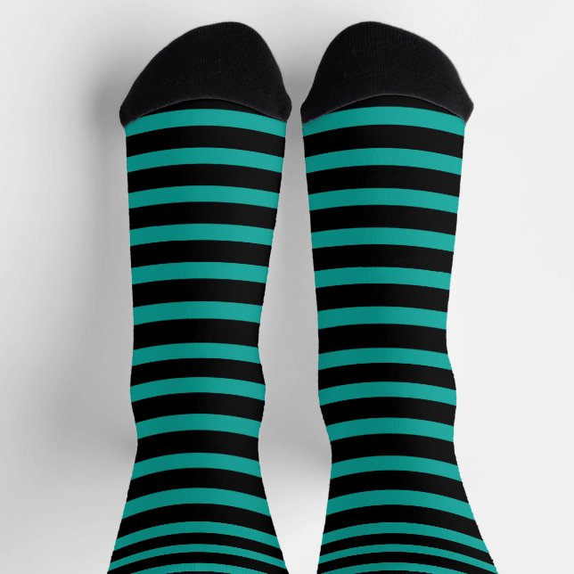 Wicked Witch Black and Teal Striped Socks (Top)