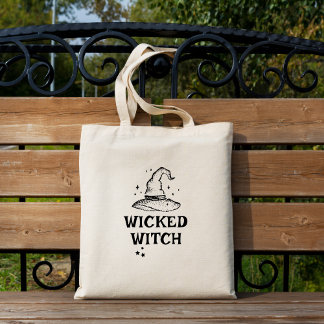 Wicked Witch Black and White Halloween Stars  Tote Bag
