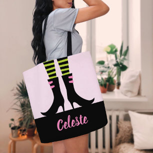 Wicked Witch Boots Monogrammed Trick or Treat Tote Bag