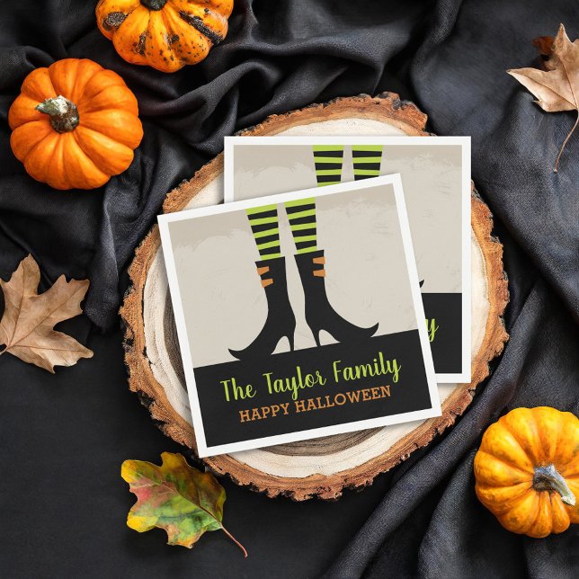 Wicked Witch Boots Personalised Halloween Party Napkin (Creator Uploaded)