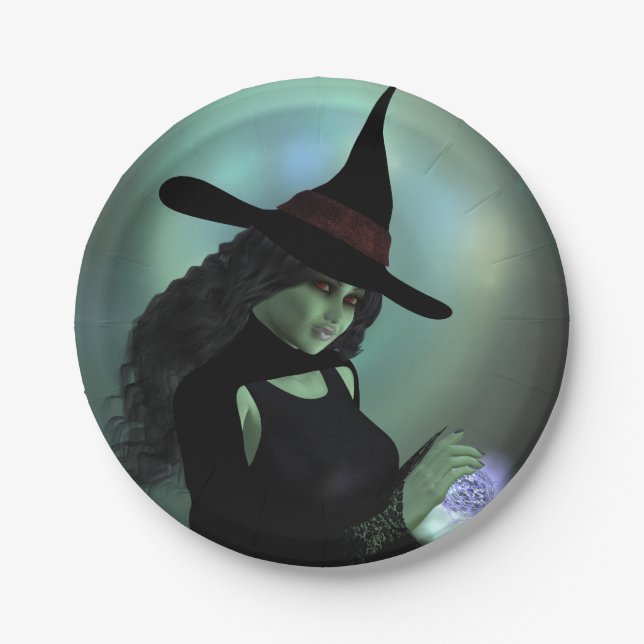 Wicked Witch Casting a Spell Paper Plate (Front)