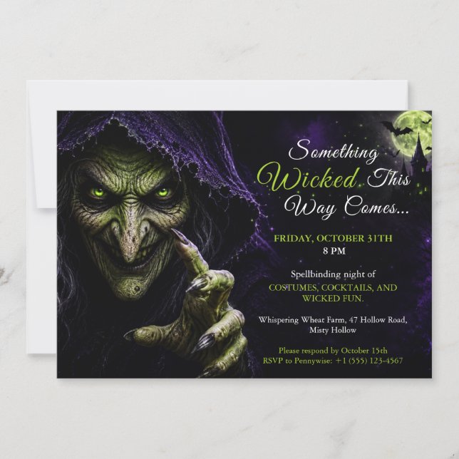 Wicked Witch Halloween Costume Party Invitation (Front)