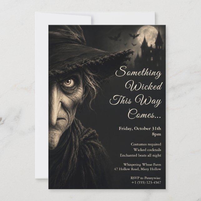 Wicked Witch Halloween Costume Party Invitation (Front)