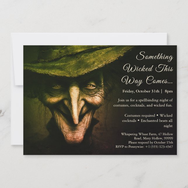 Wicked Witch Halloween Costume Party Invitation (Front)