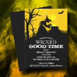 Wicked Witch Halloween Invitation<br><div class="desc">A wicked witch and her cauldron, a black bat, picket fence and bare tree silhouetted against a spooky sky, these invitations are fun for a Halloween costume party invitations, a kid's birthday party invitation, just change the wording to fit your occasion. Available as printed invitations and instant download to print...</div>
