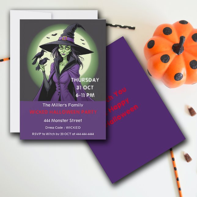 Wicked Witch Halloween Party Customise Invitation  (Creator Uploaded)