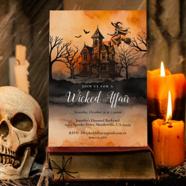 Wicked Witch Haunted House Spooky Halloween Party Invitation (Creator Uploaded)