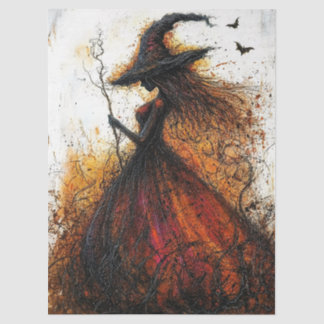 Wicked Witch in Red with Bats Decoupage Tissue Paper