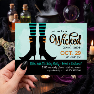 Wicked Witch Kids Birthday Costume Party Invitation