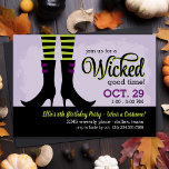 Wicked Witch Kids Birthday Costume Party Invitation<br><div class="desc">Modern illustrated Halloween birthday party invitation for kids featuring cute witch's boots with striped leggings and fun modern fonts. Text reads "Join us for a wicked good time!" Personalise the design with your birthday costume party details. Click Customise It to change fonts, move text around and create your own unique...</div>