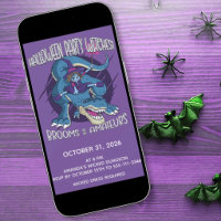 Wicked Witch On T-Rex Illustration Halloween Party