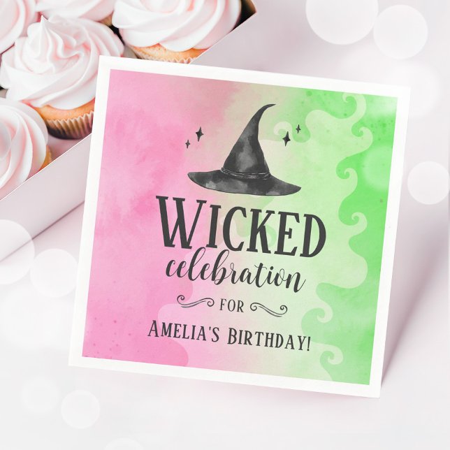 Wicked Witch Pink and Green Paper Napkin (Wicked Witch Party Napkins)