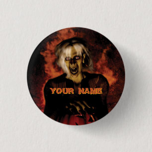 Wicked witch with pumpkin. Halloween 3 Cm Round Badge