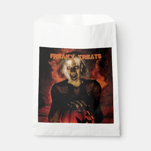 Wicked witch with pumpkin. Halloween Favour Bags (Front)