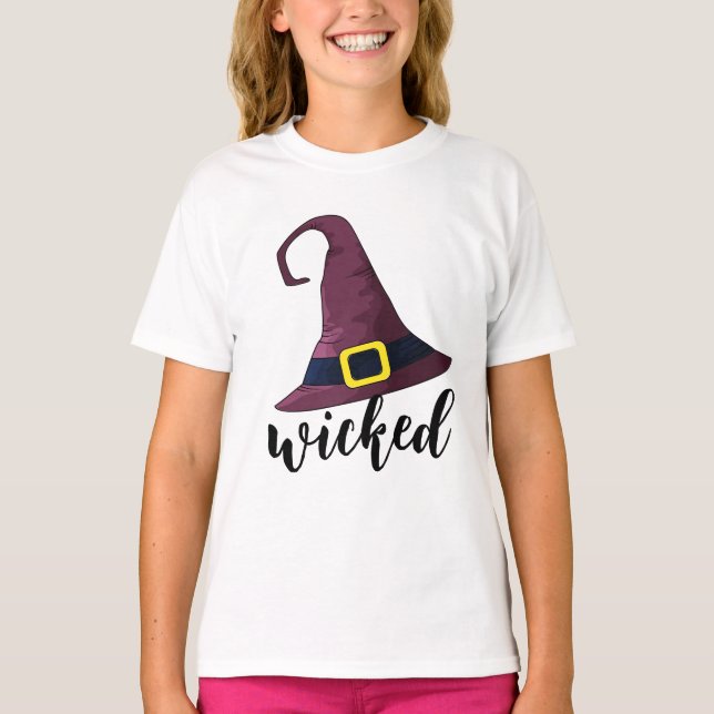 Wicked, Witches Hat, Fun Halloween Personalized  T-Shirt (Front)