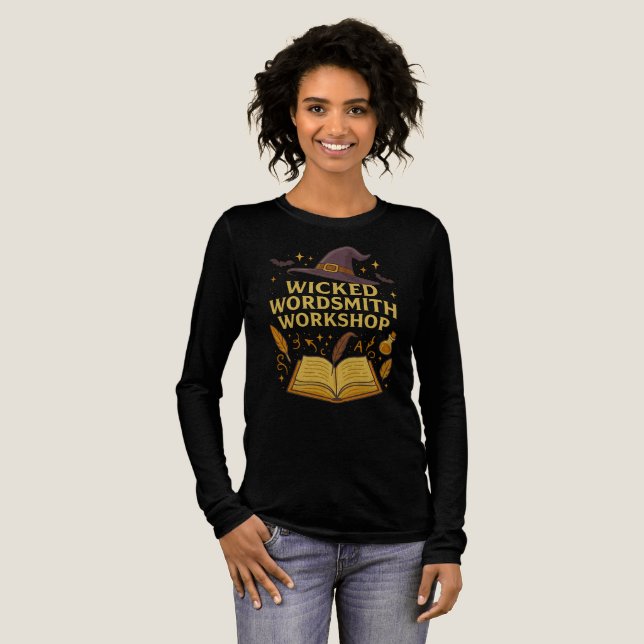 Wicked Wordsmith Workshop Writer Teacher Halloween Tri-Blend Shirt (Full Front)