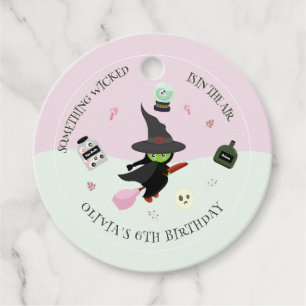 Wickedly Cute Green Witch Halloween Birthday Favour Tags