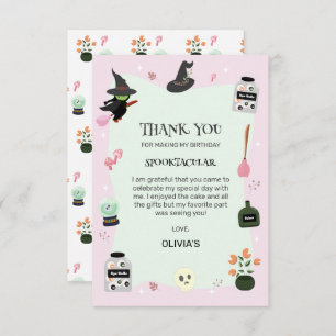  Wickedly Cute Green Witch Halloween Birthday Thank You Card