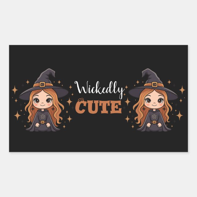 Wickedly Cute Halloween Witch | Spooky Adorable  Rectangular Sticker (Front)