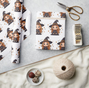 Wickedly Cute Halloween Witch   Spooky Adorable  Wrapping Paper