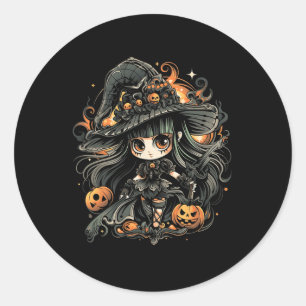 Wickedly Enchanting Halloween Witch Art Classic Round Sticker