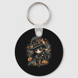 Wickedly Enchanting Halloween Witch Art Key Ring