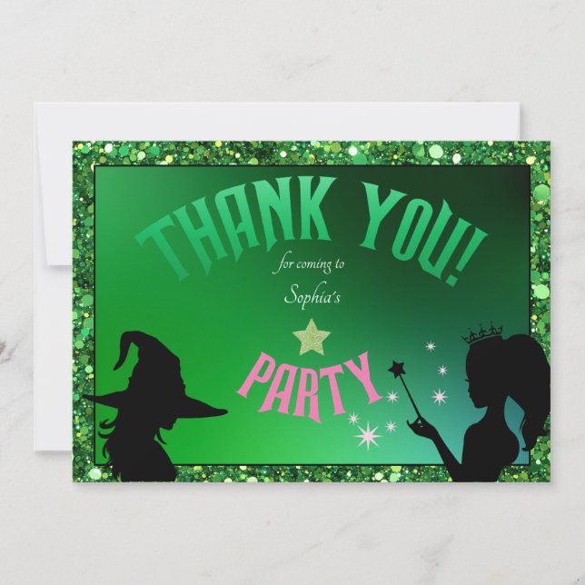 Wickedly Fun Birthday Party Green Pink Glinda Invitation (Front)