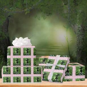 Wickedly Good Witch Green and Pink Gingham Plaid Wrapping Paper