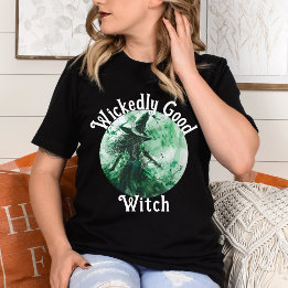 Wickedly Good Witch Green Witch Drawing Womens T-Shirt