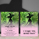 Wickedly Good Witch Light Pink & Green Birthday Invitation<br><div class="desc">Wickedly Good Witch Light Pink and Green Gradient Ombre Any Age Birthday Invitation - This invitation features a green and black painting of a witch in an enchanted forest with a light pink overlay. Black vintage style typography and block font. Customise this invitation template with your own event details. Available...</div>
