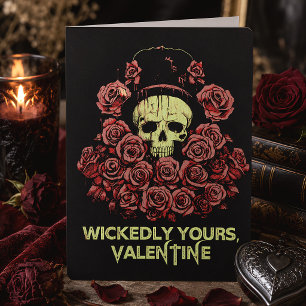 Wickedly Yours Skull & Roses Gothic Valentine Holiday Card