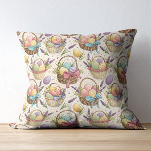 Wicker Basket Easter Eggs with Lavender Cushion