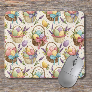 Wicker Basket Easter Eggs with Lavender Mouse Pad